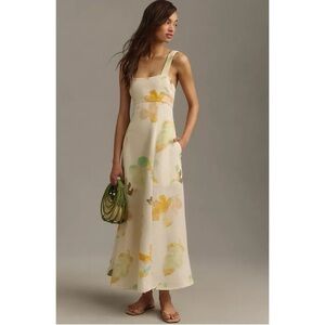 Acler Floral Midi Dress in Cream and Yellow